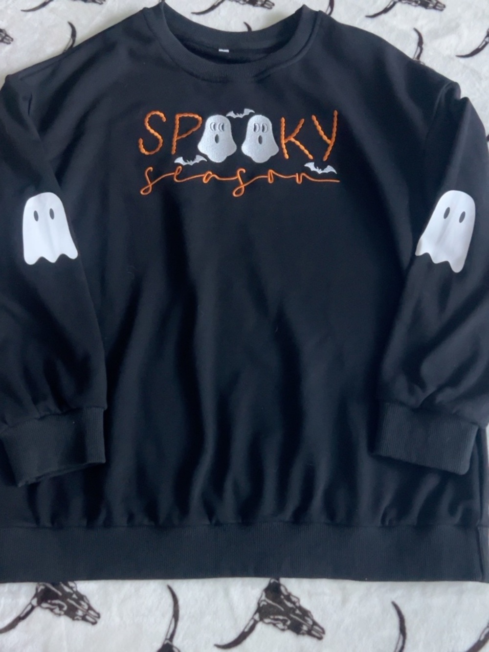 Spooky Season Ghost Halloween Black Sweatshirt Size Large